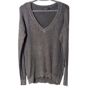 Cotton On V Neck Distressed Grey Knit Sweater Size Medium